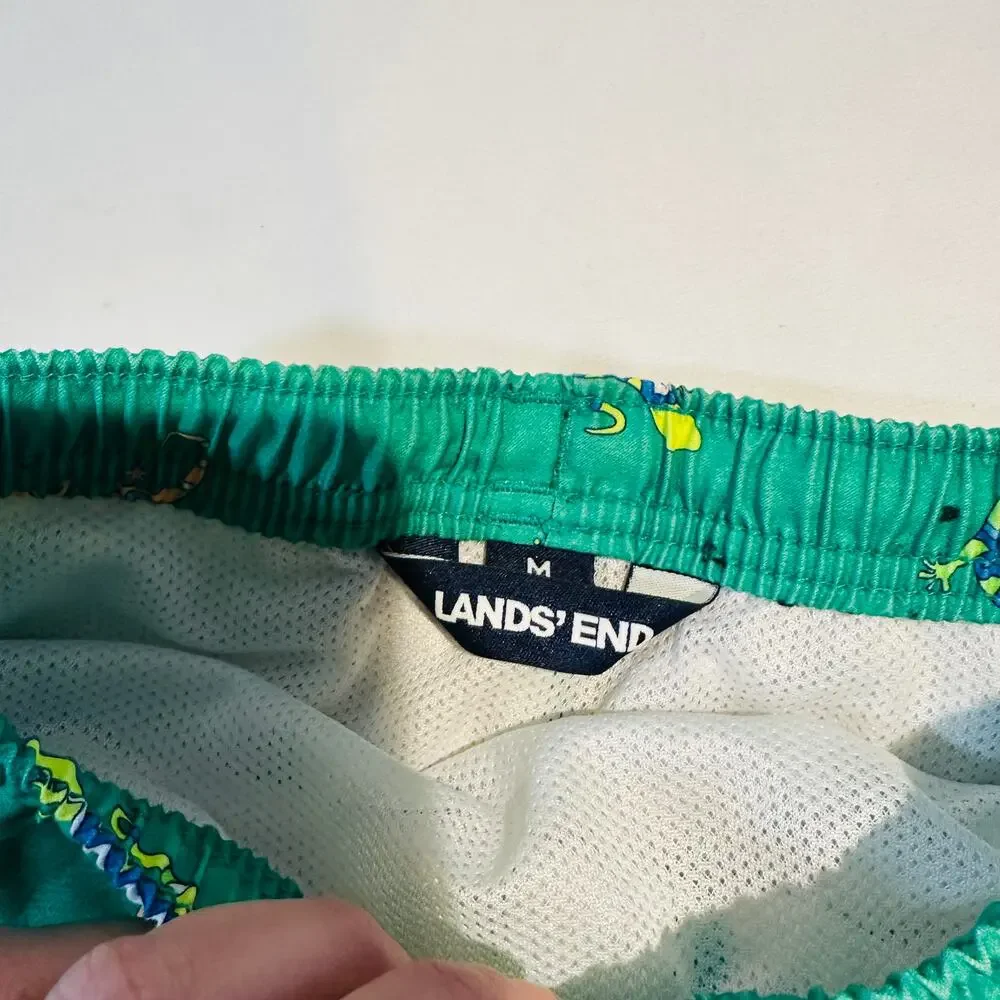 Lands' End Green Gecko / Lizard Swim Trunks Sz M